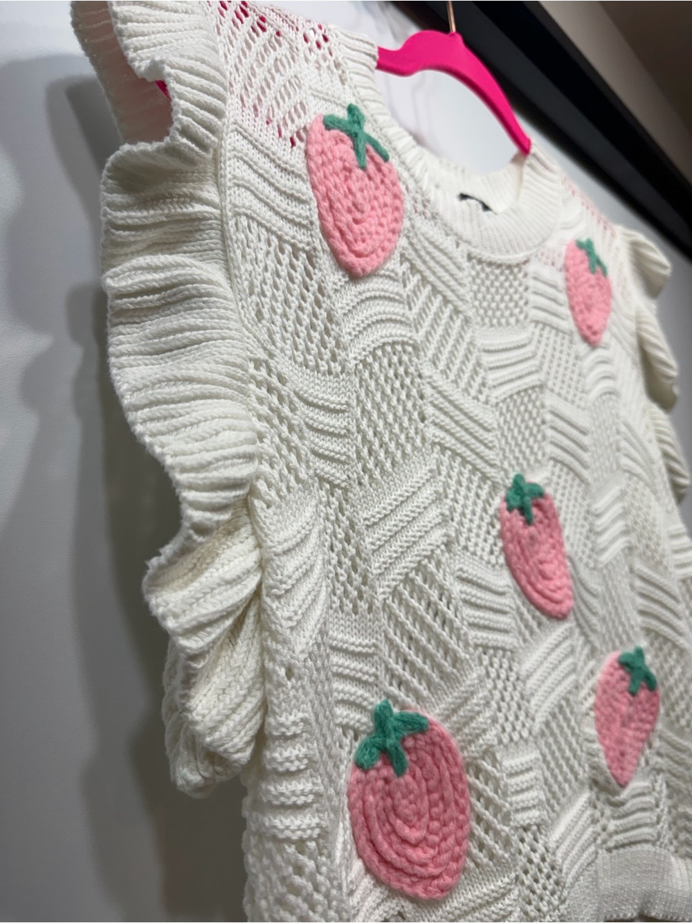 Debut Strawberry Crochet Sweater Vest M/L 100% Cotton - Picture 6 of 10